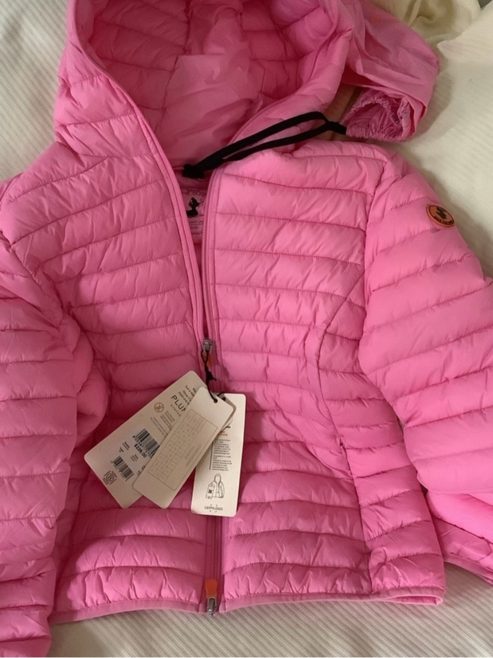 SAVE THE DUCK Kids Pink Quilted Puffer Jacket with Hood